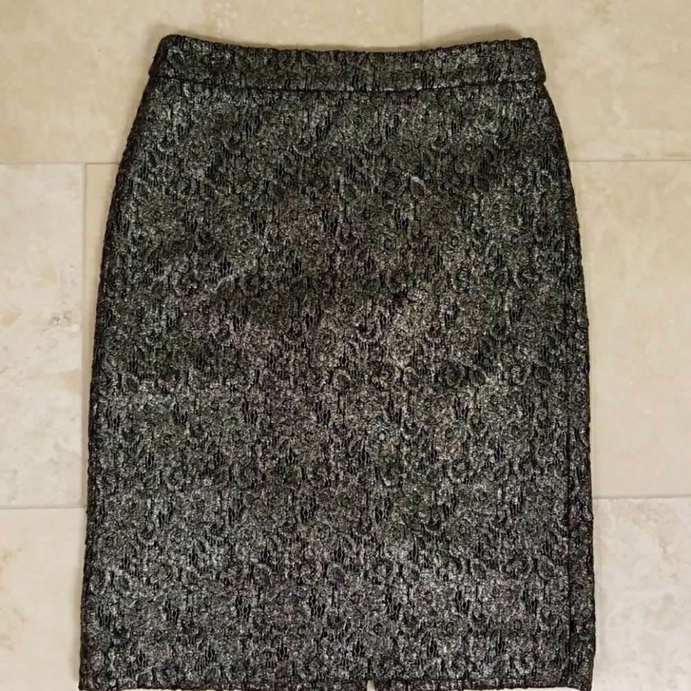 J. Crew Collection Metallic Wool Skirt, Size 0